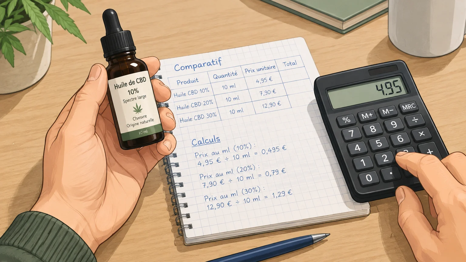 Lecture d’une étiquette d’huile CBD et calcul de la concentration