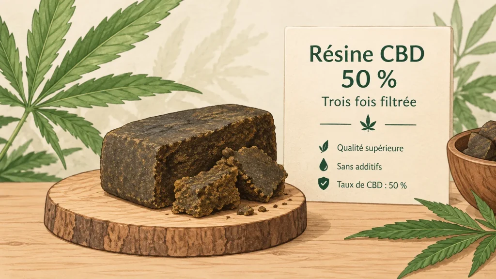 Résine CBD 50 % trois fois filtrée
