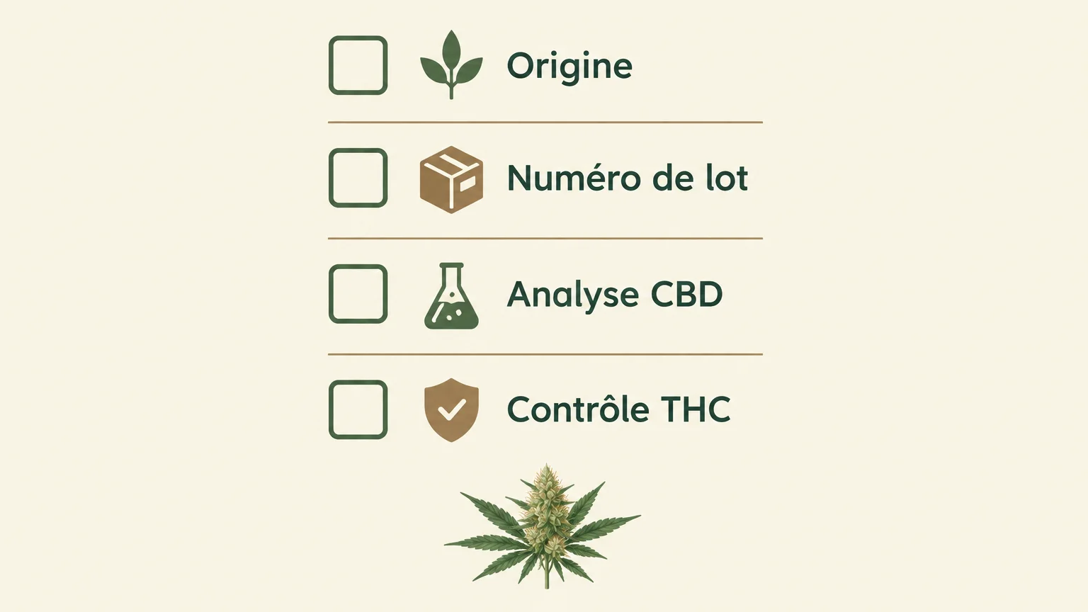 Checklist illustrée des critères de traçabilité et d’analyse d’une fleur CBD