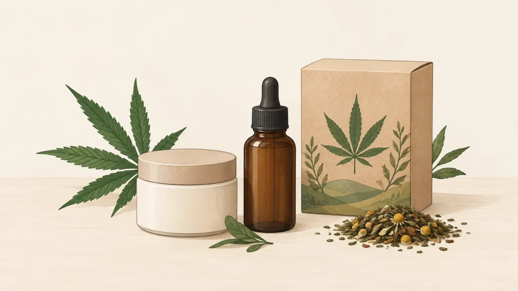 Produits au CBD présentés dans des contenants fermés