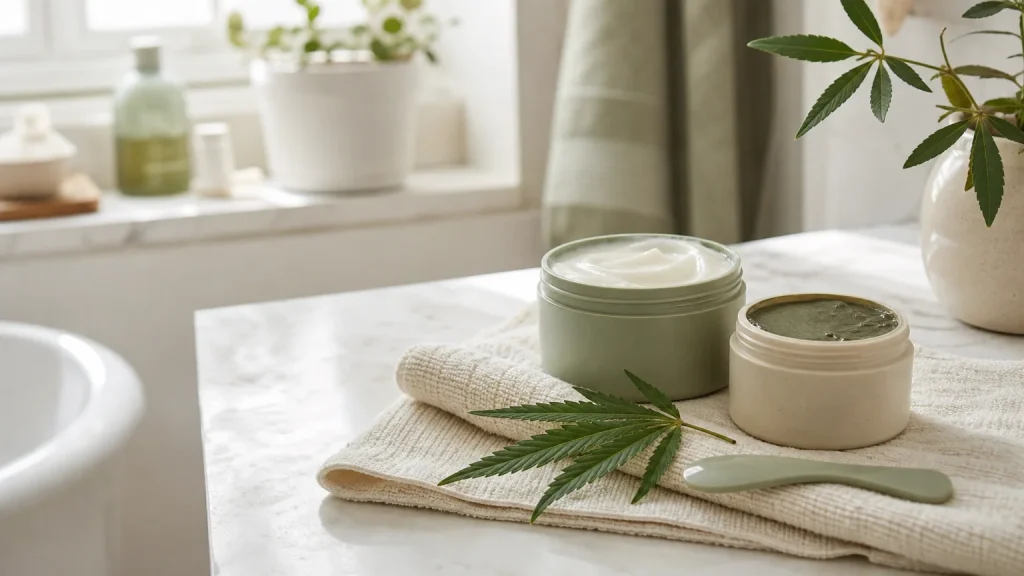 Routine de soins de la peau avec des cosmétiques au CBD