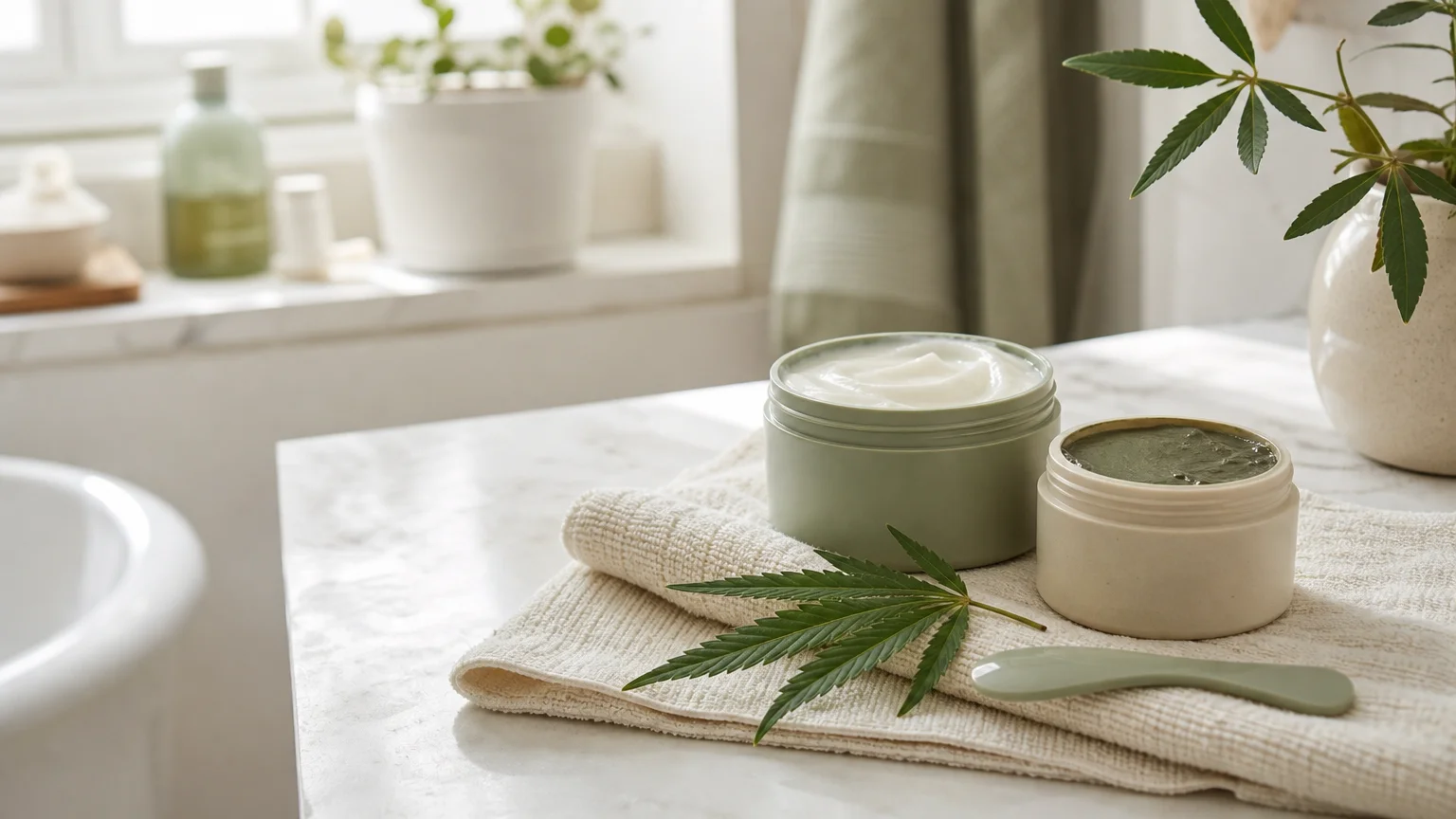 Routine de soins de la peau avec des cosmétiques au CBD
